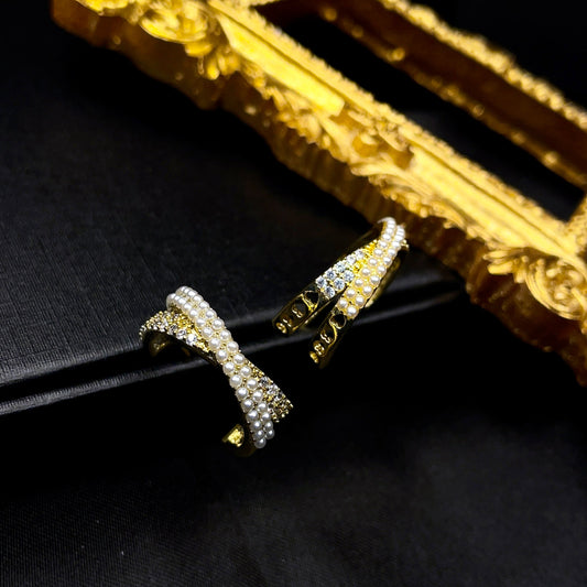 Criss Cross Pearl Hoop Earrings