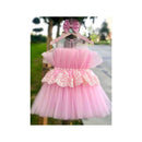 Special occasion pink lace dress with bow - Western By Zari