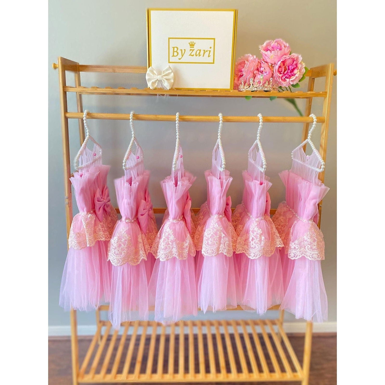 Special occasion pink lace dress with bow - Western By Zari
