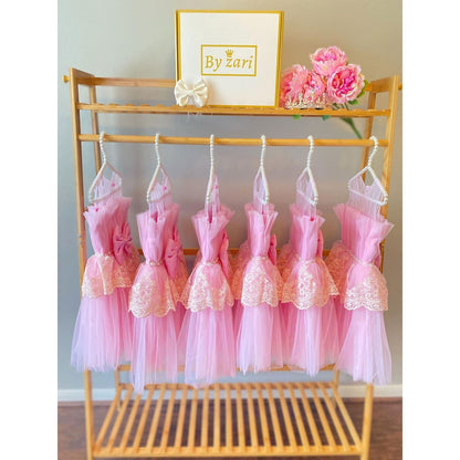 Special occasion pink lace dress with bow - Western By Zari