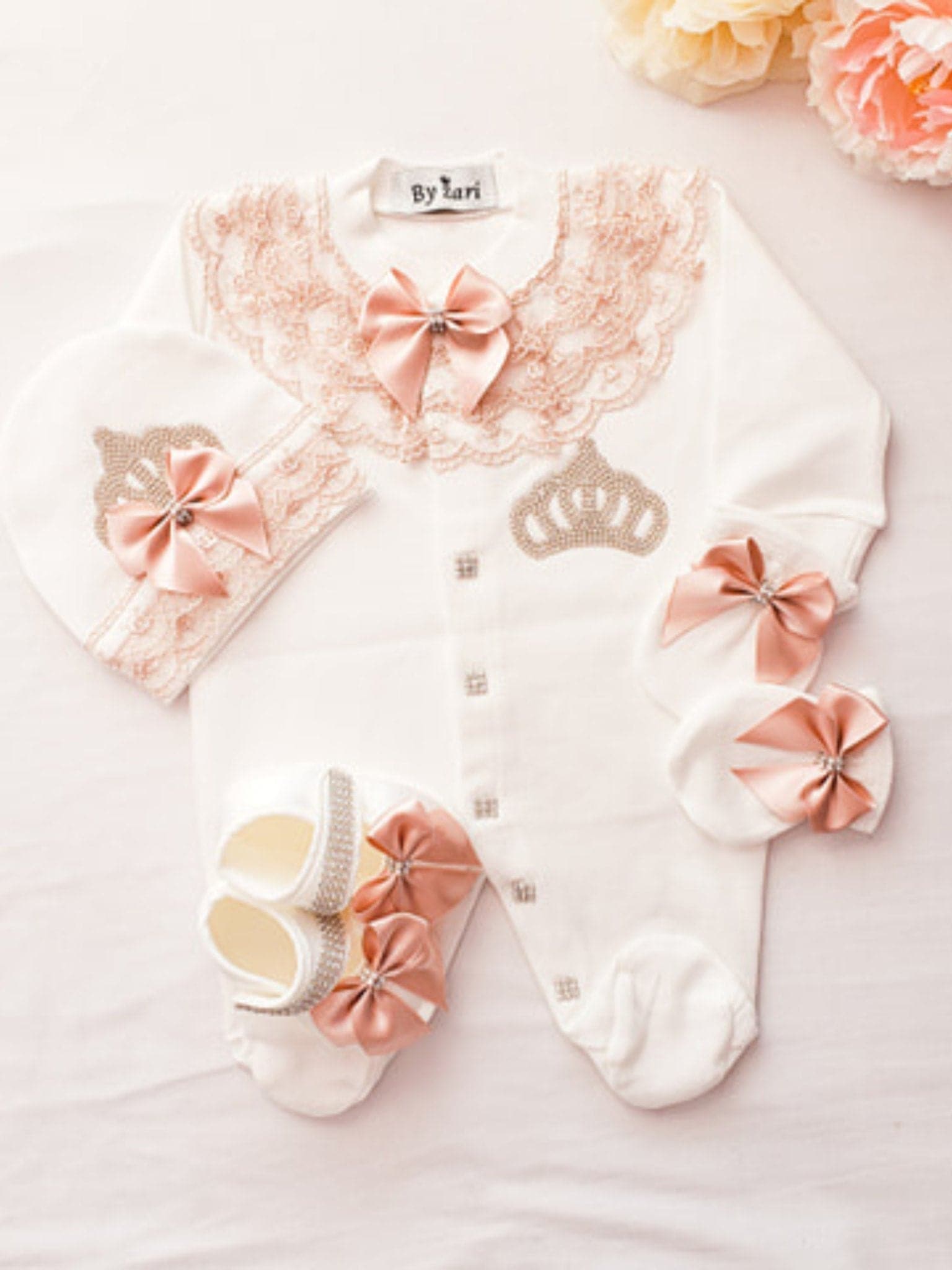 Peach lace Outfit - Western By Zari