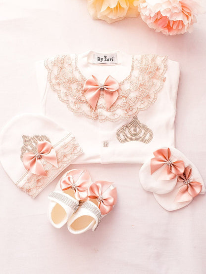 Peach lace Outfit - Western By Zari