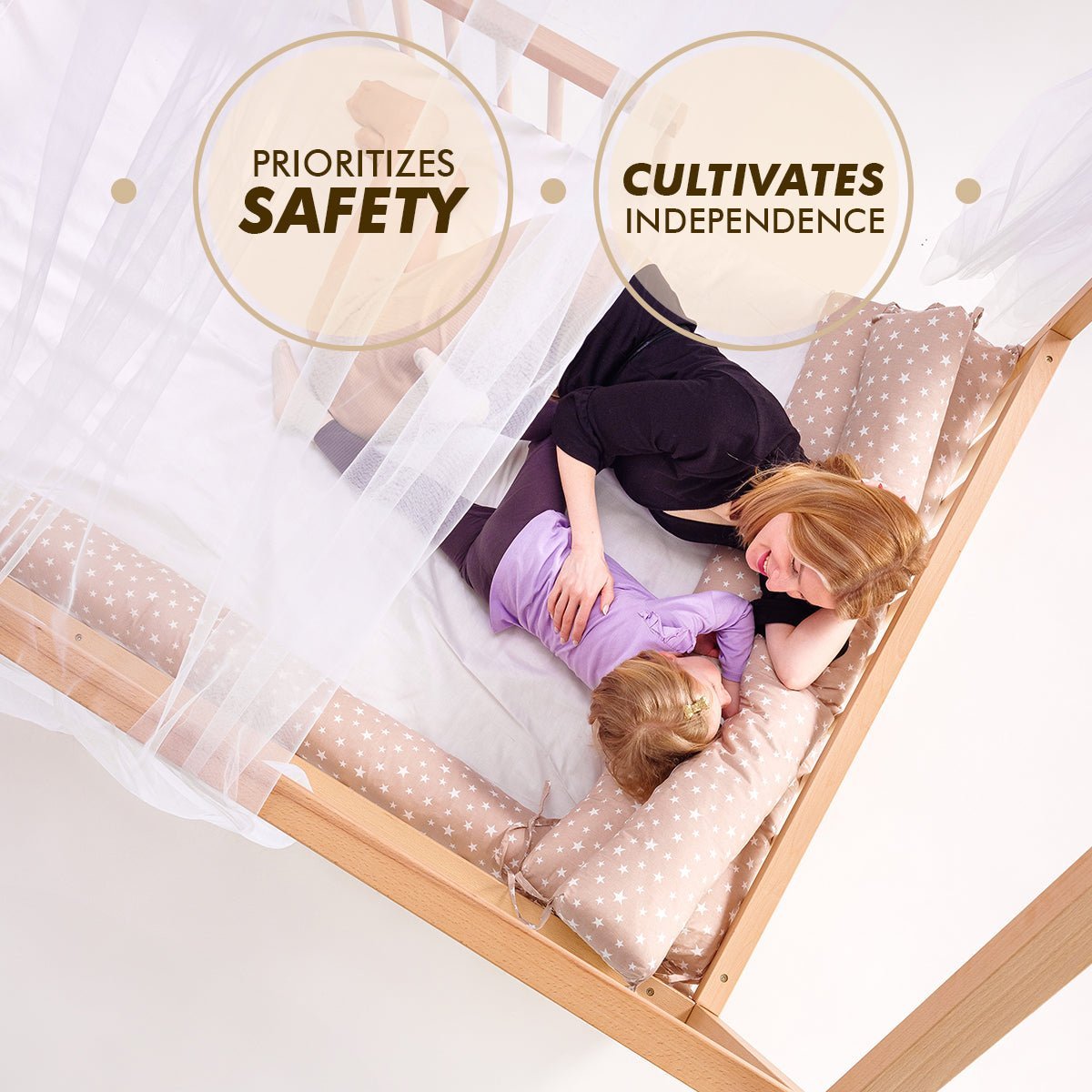 Twin Size Montessori House Bed for Kids with Fence