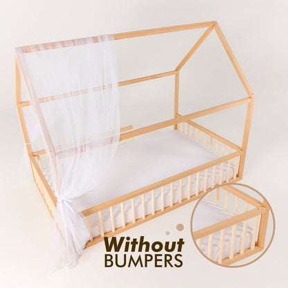 Twin Size Montessori House Bed for Kids with Fence